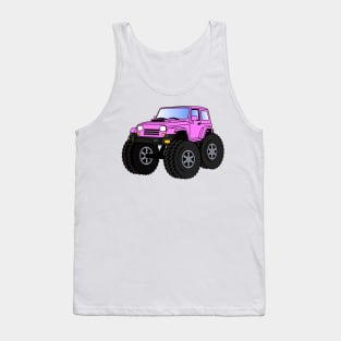 Pink monster truck cartoon illustration Tank Top